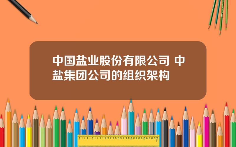 中国盐业股份有限公司 中盐集团公司的组织架构